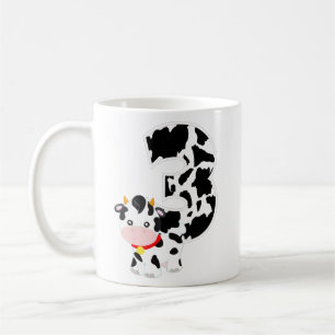 I'm Three Age 3 Cow Farm Theme Birthday Gift Numbe Coffee Mug