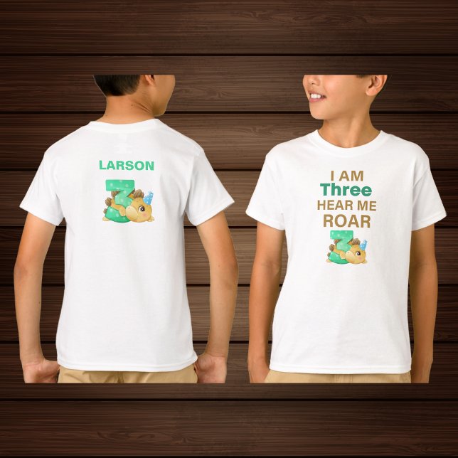 I'm Three Hear Me Roar Personalized kids T-Rex  T- T-Shirt (Creator Uploaded)