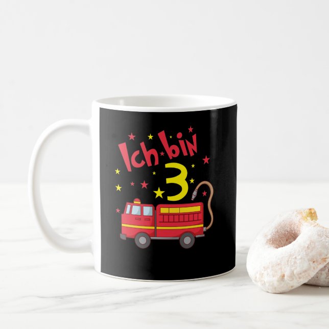 I'm three years old firefighter's birthday coffee mug (With Donut)
