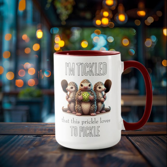 I'm Tickled that This Prickle Loves to Pickle Mug (Pickleballing Pangolins 15oz Coffee Mug Cover Photo)