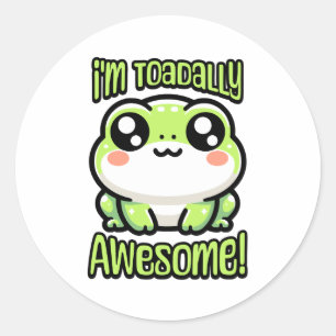 I'm Toadally Awesome! Cute Toad Frog Pun Classic Round Sticker