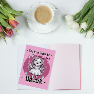 "I'm too Cute to Spook," Happy Halloween Ghost  Postcard