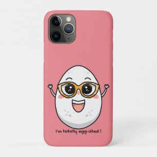 I'm Totally Egg-cited cheerful egg wearing glasses iPhone 11 Pro Case