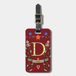 I'm travelling for Christmas monogram "D" with nam Luggage Tag