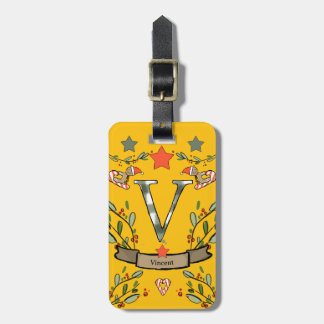 I'm travelling for Christmas monogram "V" with nam Luggage Tag