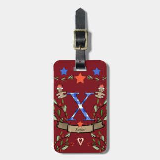 I'm travelling for Christmas monogram "X" with nam Luggage Tag
