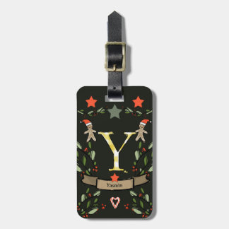 I'm travelling for Christmas monogram "Y" with nam Luggage Tag