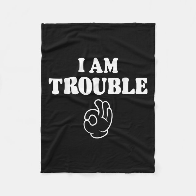 Im Trouble Funny Matching Couples Outfit For Wife  Fleece Blanket (Front)