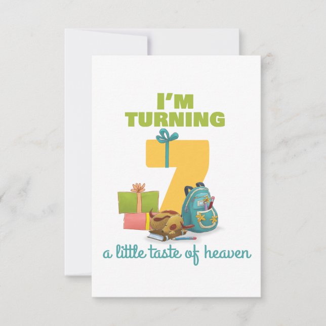 I'm turning 7 Happy Birthday card for kids (Front)
