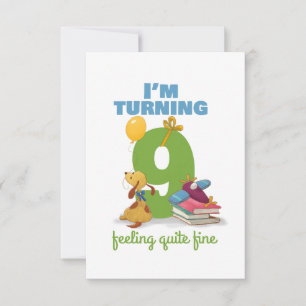 I'm turning 9 Happy Birthday card for  kids