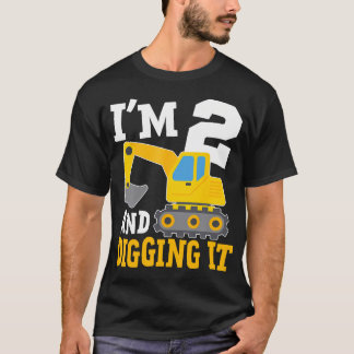 I'M Two 2Nd Years Old Birthday Boy Excavator Const T-Shirt