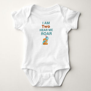 I'm two Hear Me Roar Birthday baby T-Rex Birthday Bodysuit