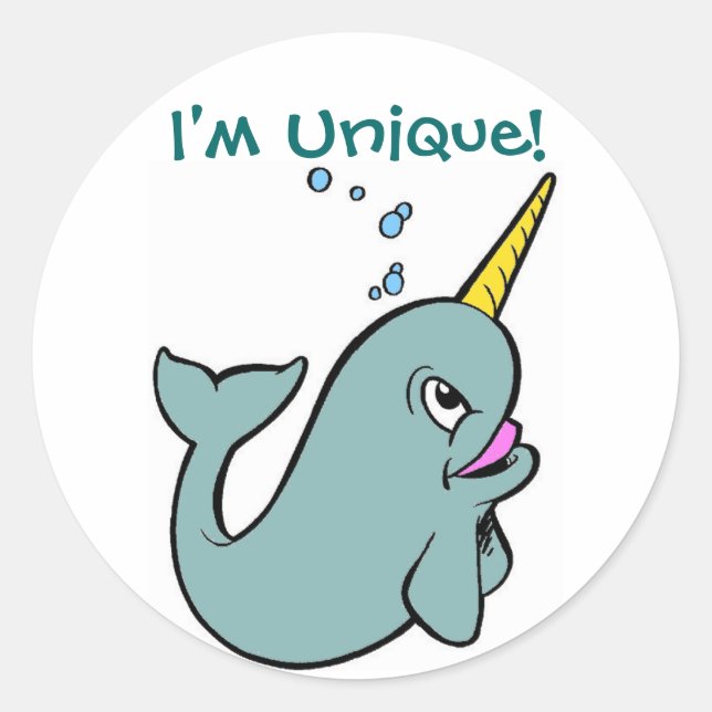 I'm Unique! (Narwhal) Classic Round Sticker (Front)
