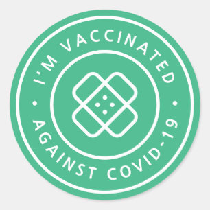 I'm Vaccinated Covid Vaccine Green Bandaid Classic Round Sticker