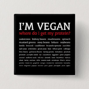 I'm Vegan: Where do I get my protein? 2 Inch Square Button