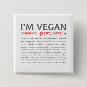 I'm Vegan: Where do I get my protein? 2 Inch Square Button