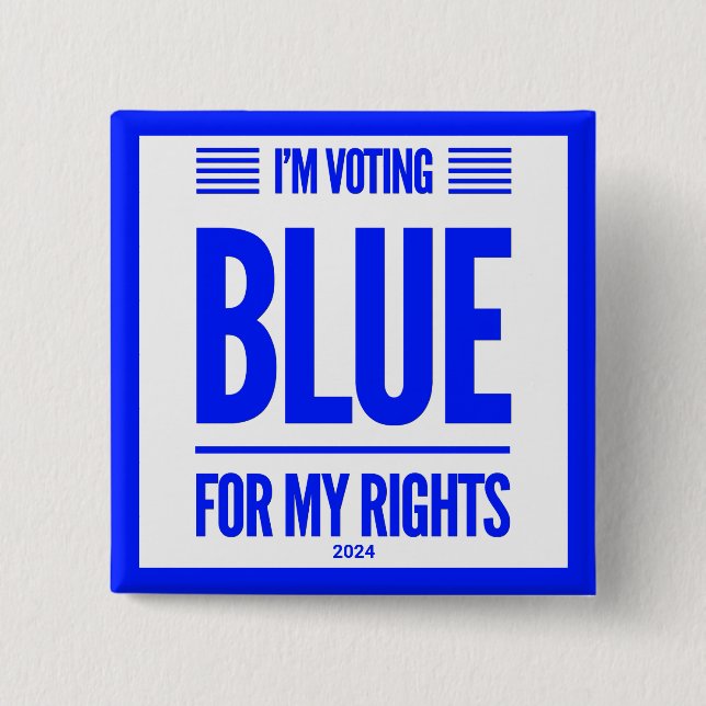 I'm Voting Blue Democrat 2 Inch Square Button (Front)