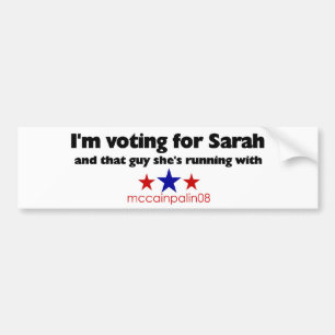 I'm Voting for Sarah Bumper Sticker