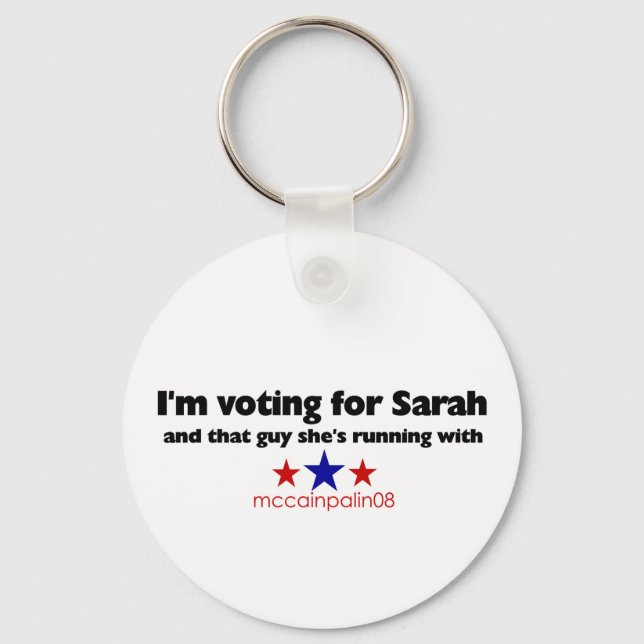 I'm Voting for Sarah Keychain (Front)