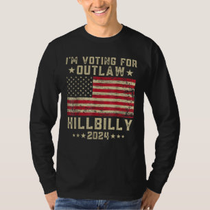 I'm Voting For the Outlaw Hillbilly 2024 US Flag T-Shirt