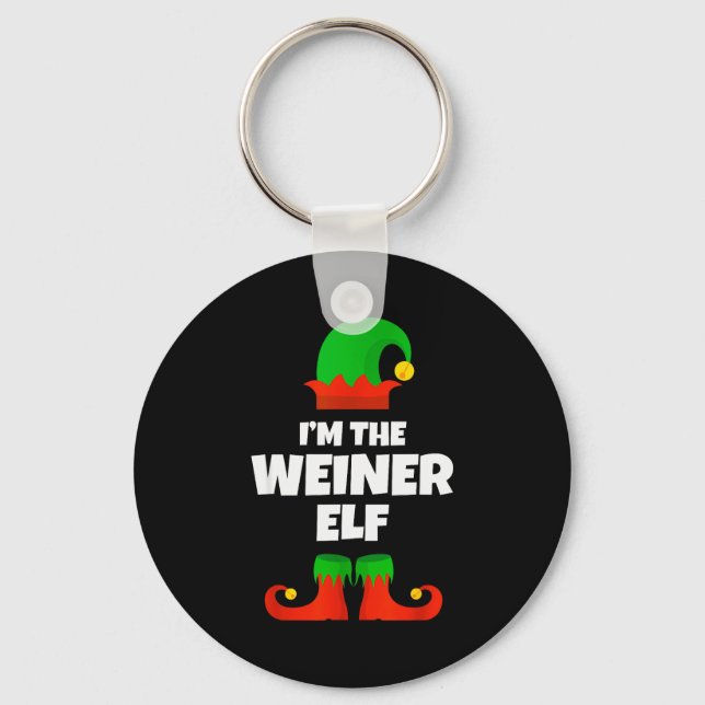 I'm Weiner Elf Family Pajama Christmas Dachshund D Keychain (Front)