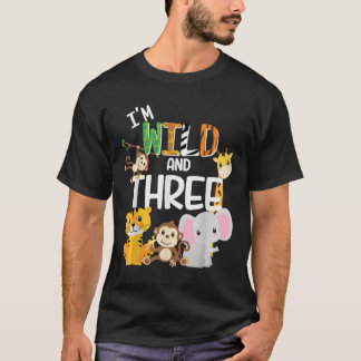 Im Wild and Three Zoo Theme Birthday Safari Jungle T-Shirt