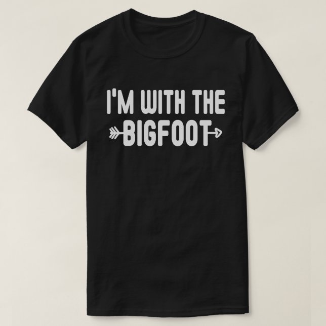 I'm With Bigfoot Easy Halloween Matching Couples T-Shirt (Design Front)