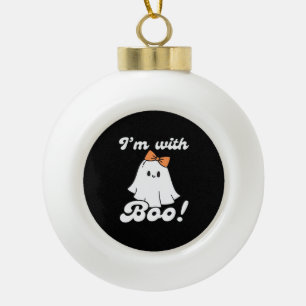 Im With Boo Funny Retro Style Ceramic Ball Christmas Ornament