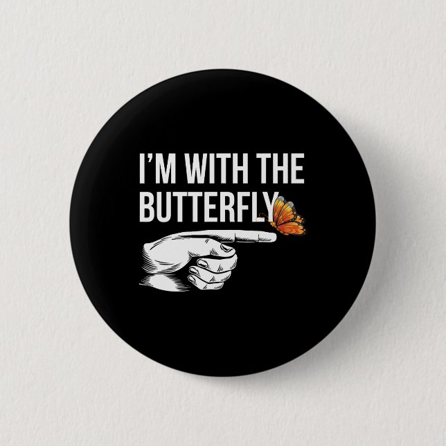 I'm With Butterfly Party Matching Couples Hallowee 2 Inch Round Button (Front)