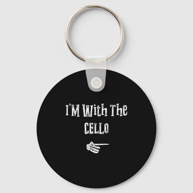 I'm With Cello Halloween Costume Funny Couples Mat Keychain (Front)