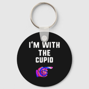I'm With Cupid Tie Dye Halloween Matching Couple C Keychain