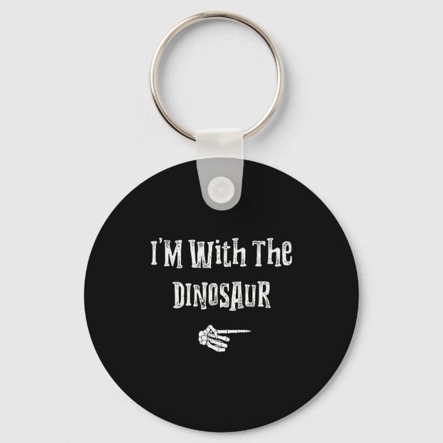 I'm With Dinosaur Halloween Costume Funny Couples  Keychain (Front)