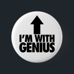Im With Genius 2 Inch Round Button<br><div class="desc">Im With Genius is a hilarious parody of Im With Stupid. This Pinback Button uses a bold black arrow with “Im With Genius” below to give humour and satire,  the perfect button for anyone looking for funny and humourous jokes.</div>