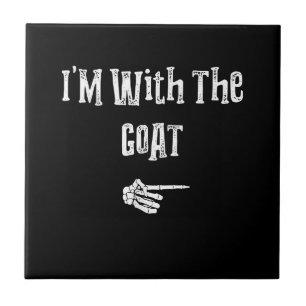 I'm With Goat Halloween Costume Funny Couples Tile