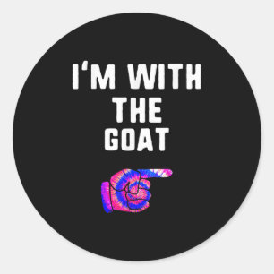 I'm With Goat Tie Dye Halloween Matching Couple Classic Round Sticker