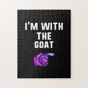 I'm With Goat Tie Dye Halloween Matching Couple Jigsaw Puzzle
