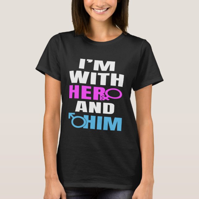 I'm With Her And Him Throuple Bisexual Pride Polya T-Shirt (Front)