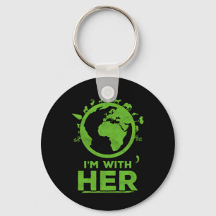 I'm With Her Earth Shirt Environment Awareness Ear Keychain