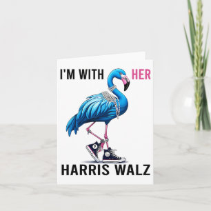 I'm With Her Harris W Flamingo Vote Blue  Card