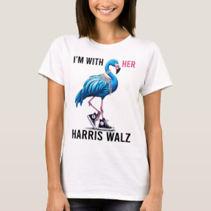 I'm With Her Harris W Flamingo Vote Blue T-Shirt