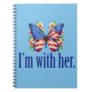 I'm With Her Kamala Blue Butterfly Notebook