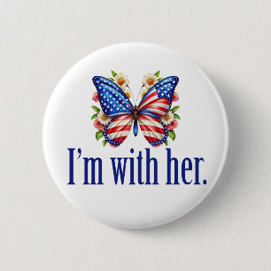 I'm With Her Kamala Harris for President Butterfly 2 Inch Round Button