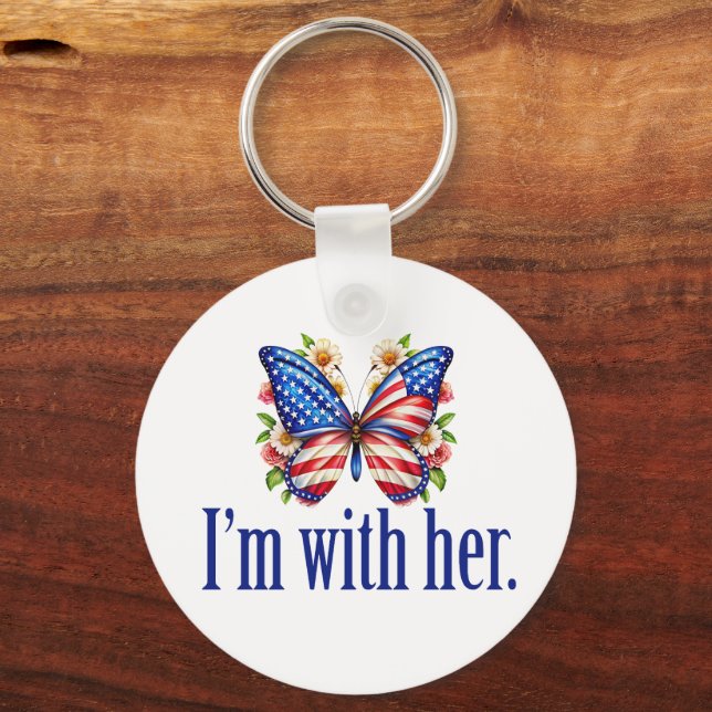 I'm With Her Kamala Harris for President Butterfly Keychain (Front)