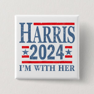 I'm With Her Kamala Vote For 2024 President Kamala 2 Inch Square Button