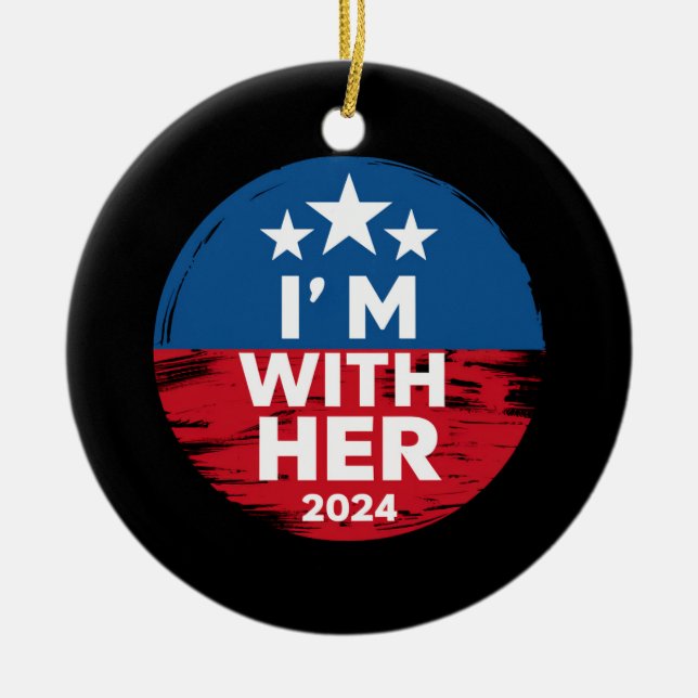I'm With Her Kamala Vote For 2024 President Kamala Ceramic Ornament (Front)