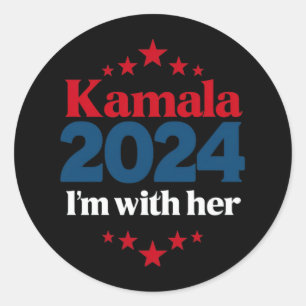 I'm With Her Kamala Vote For 2024 President Kamala Classic Round Sticker
