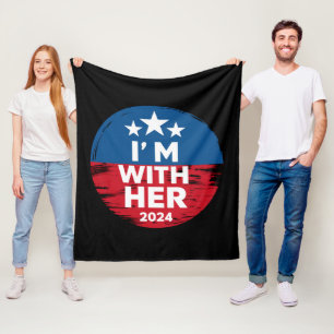I'm With Her Kamala Vote For 2024 President Kamala Fleece Blanket