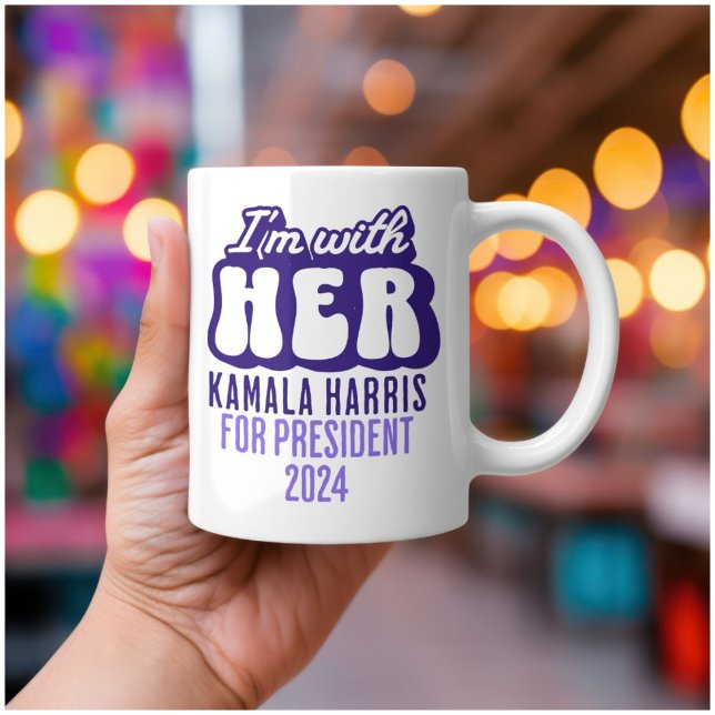 I'm with her text Kamala Harris for President 2024 Coffee Mug (Creator Uploaded)