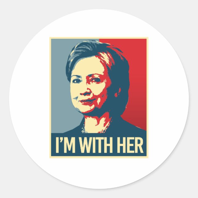 i'm with hillary poster - -  classic round sticker (Front)