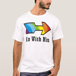 I'm With Him - Rainbow Arrow Left T-Shirt